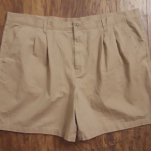 NWOT Mens Tan Pleated Cotton Chino Shorts Sz 42
